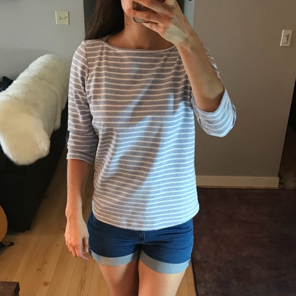 Striped Boatneck Boxy T-Shirt by FDJ - Picture 1 of 5